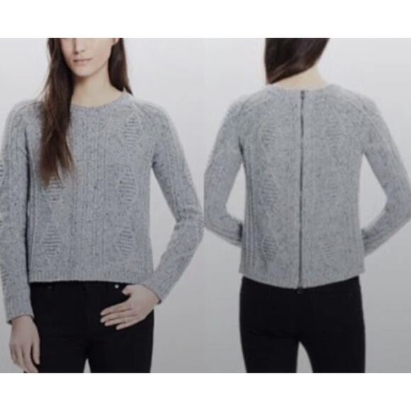 Madewell Palaside Merino Wool Zipper Back Gray Cable Knit Sweater XS - Picture 1 of 7